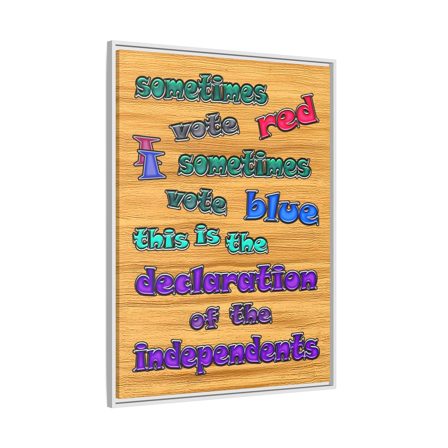 declaration of the independents - framed canvas art (butterscotch wood finish)