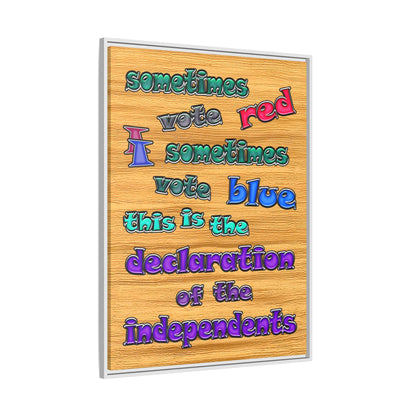 declaration of the independents - framed canvas art (butterscotch wood finish)