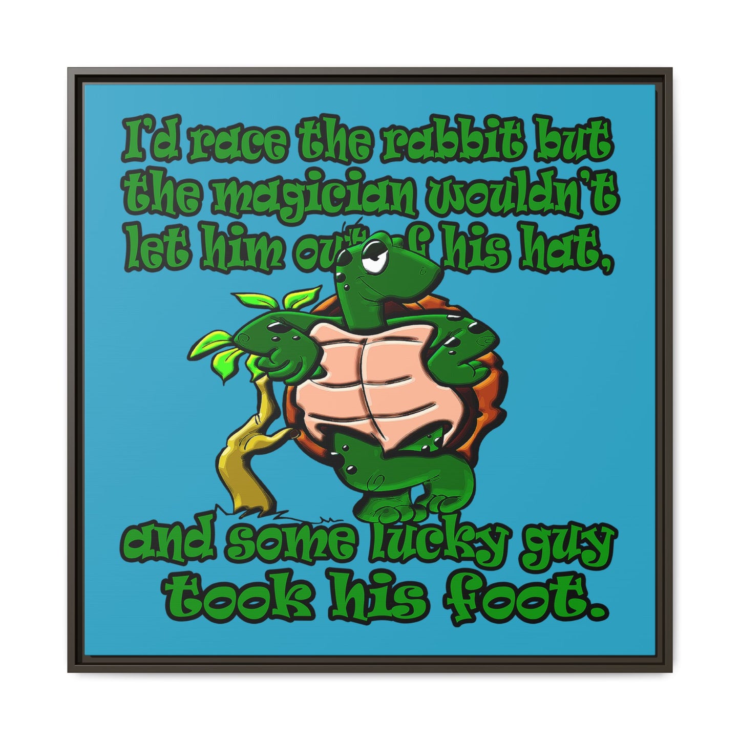 turtle race - framed canvas art (turquoise)