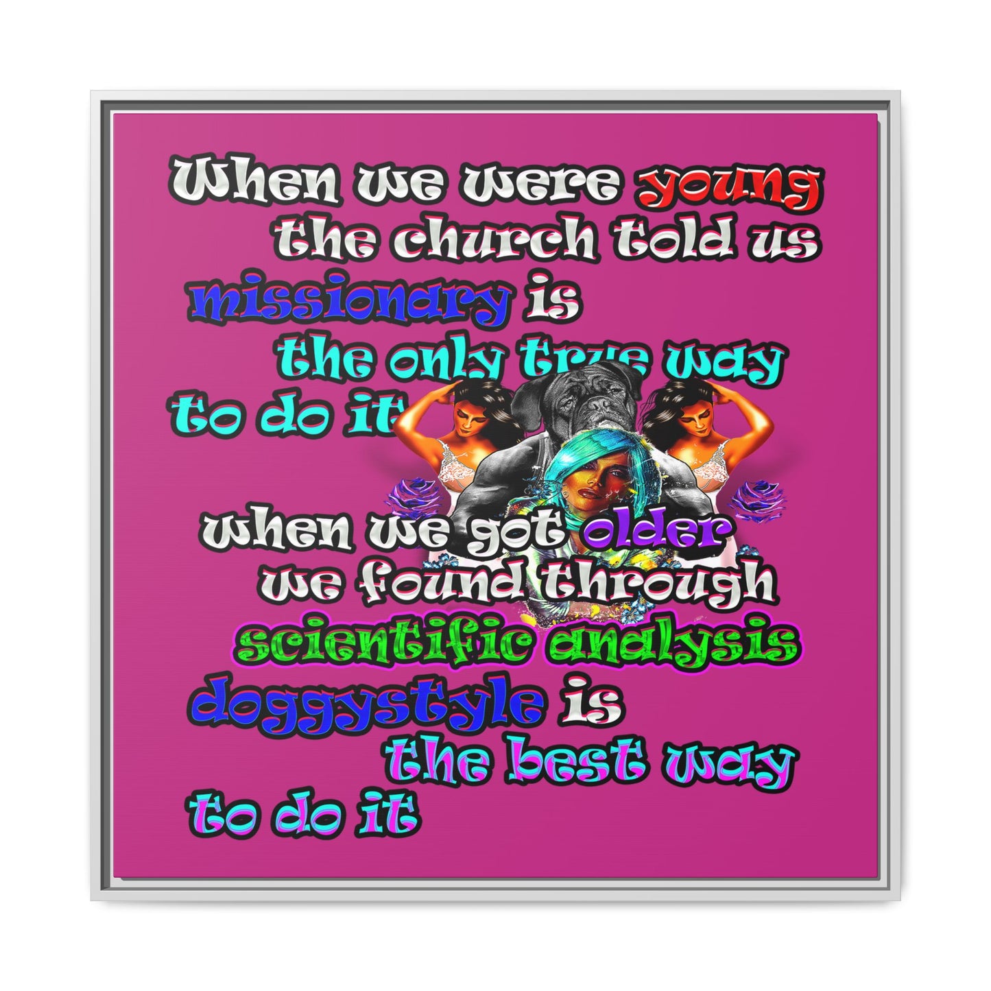 doggystyle - framed canvas art (pink)