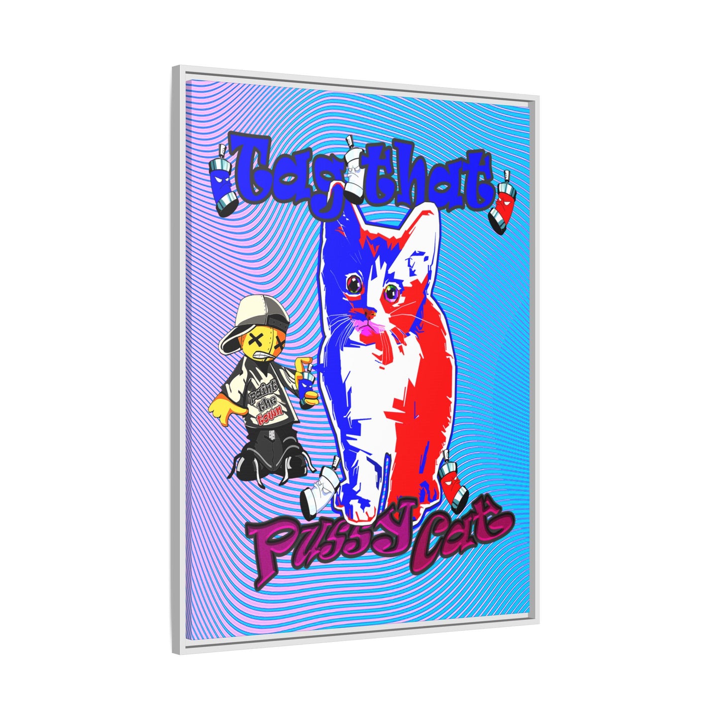 tag that - framed canvas art (light blue-purple wave)