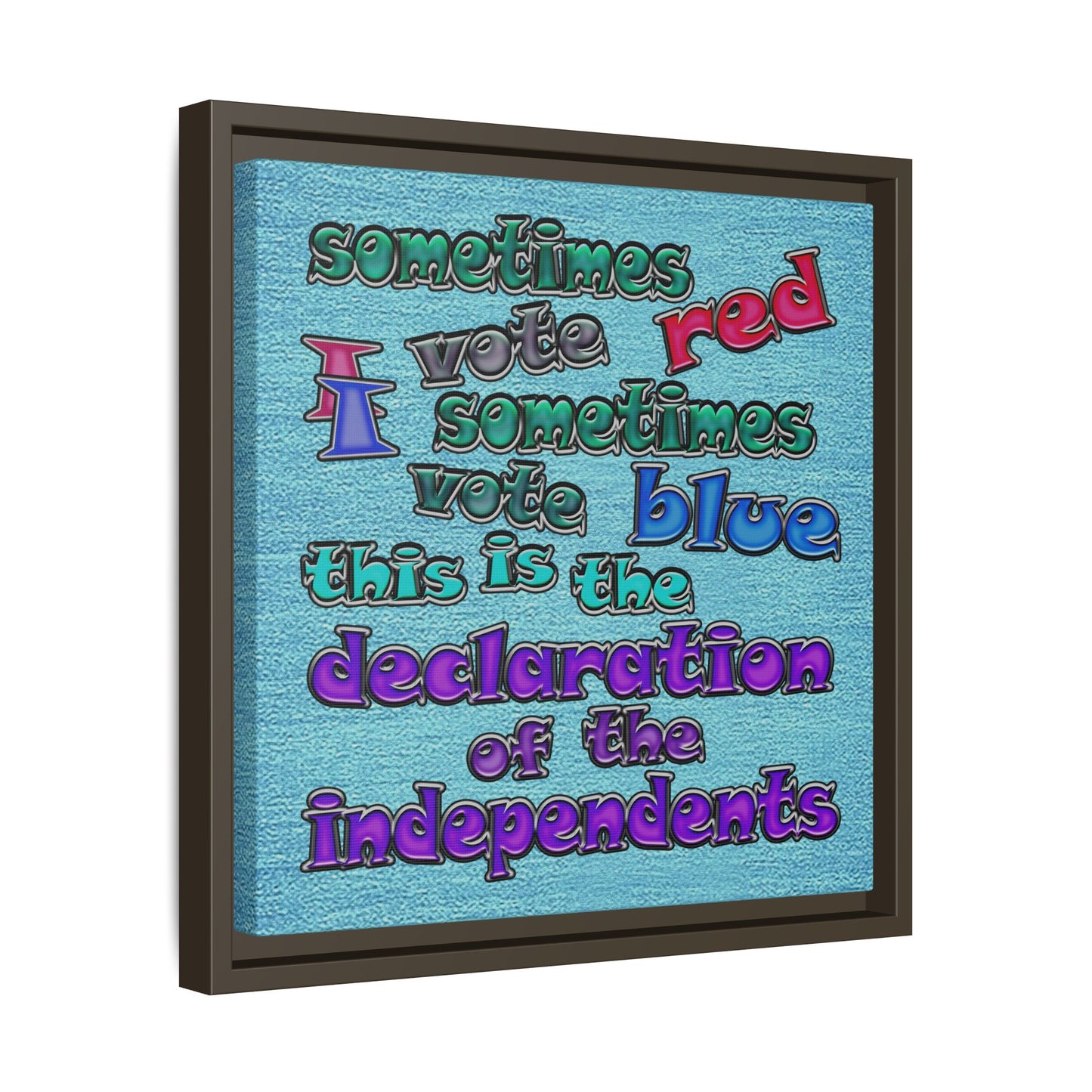 declaration of the independents - framed canvas art (faded blue)