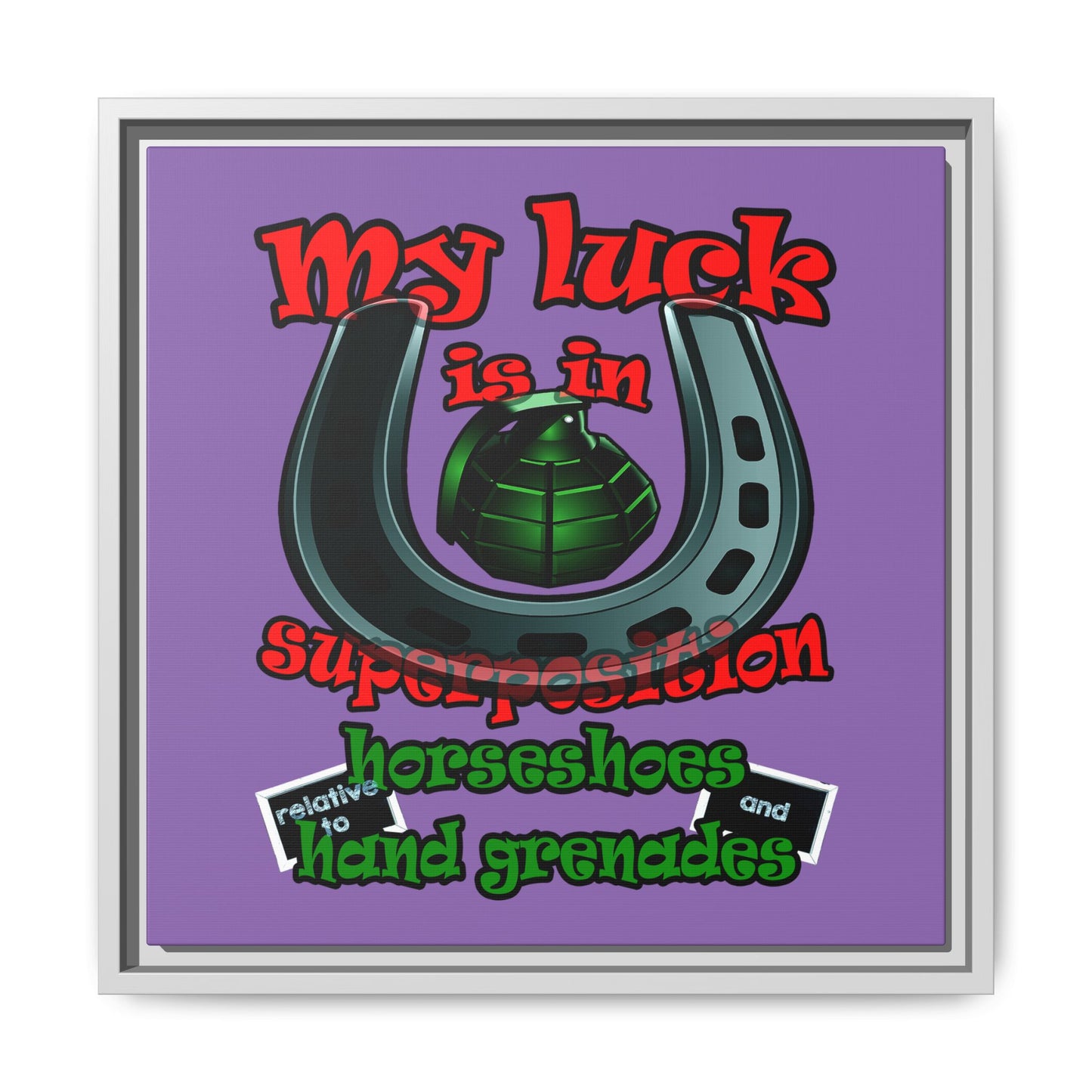 my luck - framed canvas art (light purple)