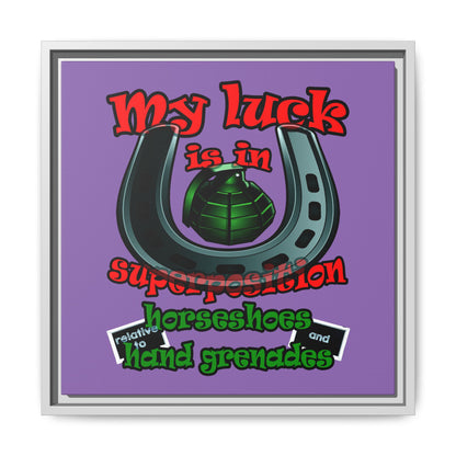 my luck - framed canvas art (light purple)