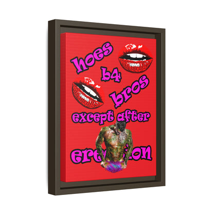 hoes b4 bros - framed canvas art (red)