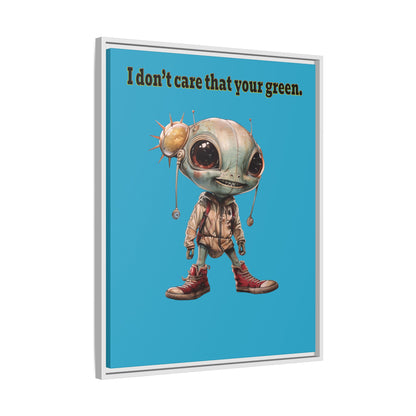 I don't care that your green - framed canvas art (turquoise)