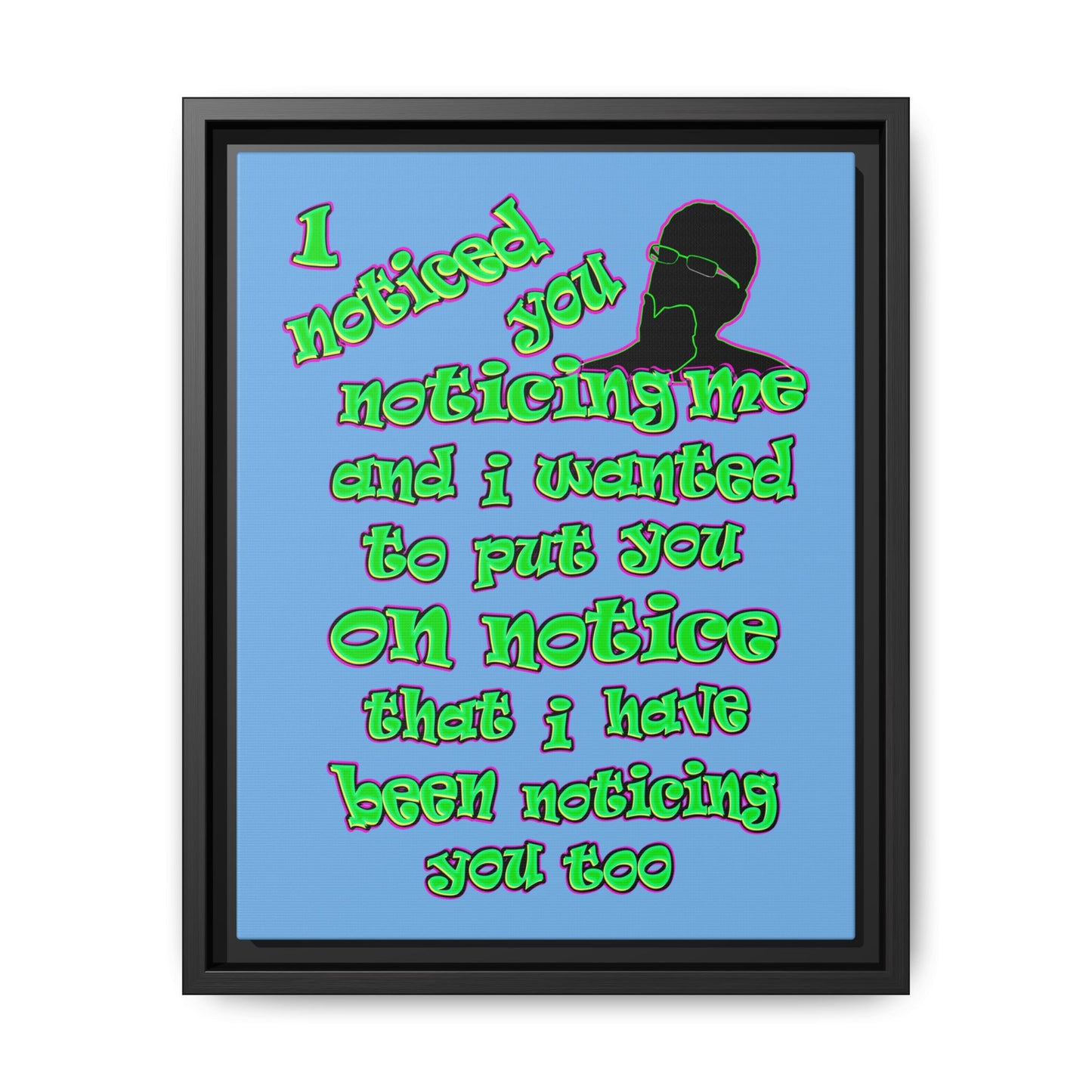 noticed you noticing - framed canvas art (light blue)