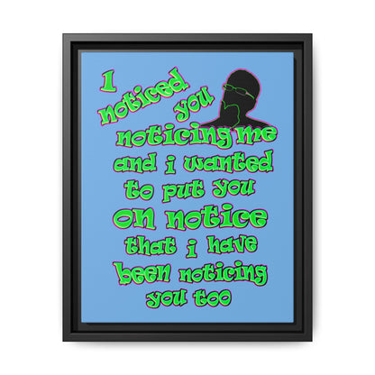 noticed you noticing - framed canvas art (light blue)