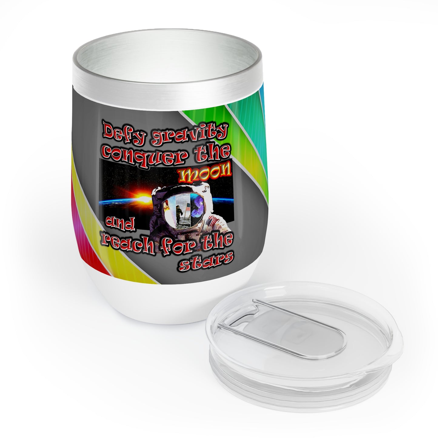defy conquer reach - Chill Wine Tumbler (rainbow split)