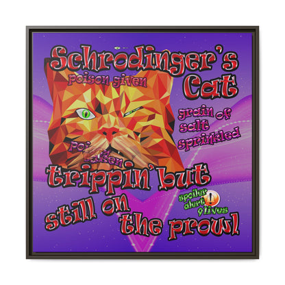 schrodinger's cat - framed canvas art (purple-pink wave)