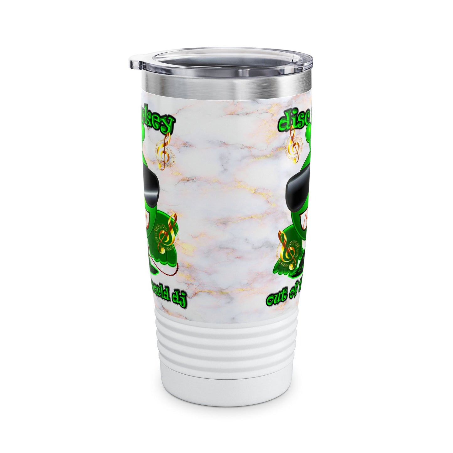 disc jockey - Ringneck Tumbler, 20oz (white marble)