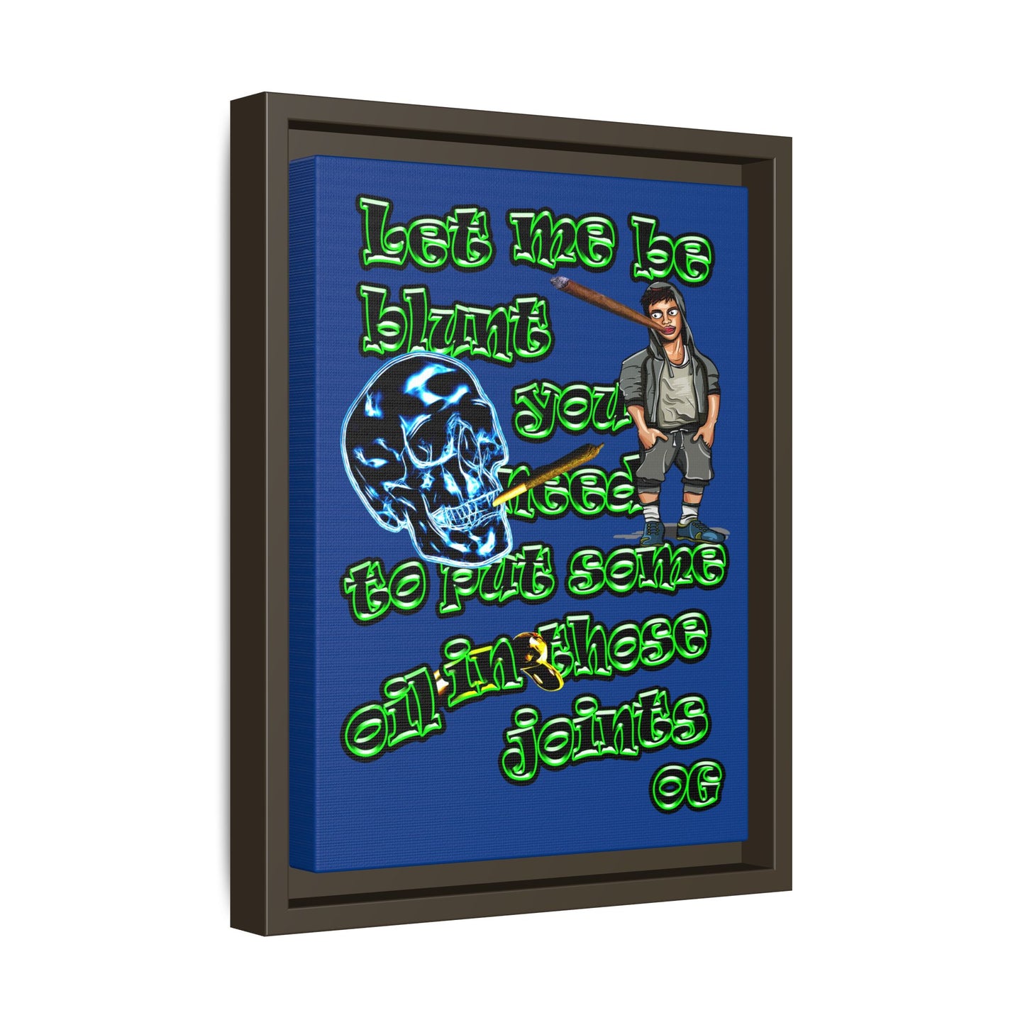 og - framed canvas art (dark blue)
