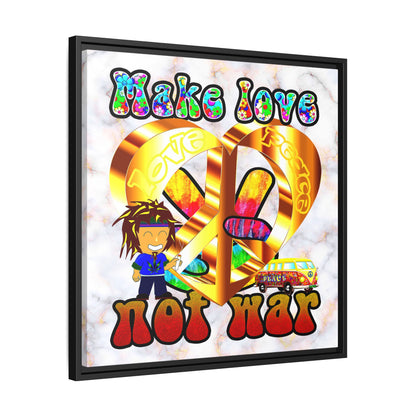 love peace - framed canvas art (white marble)