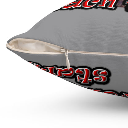 defy conquer reach - Spun Polyester Square Pillow - (grey)