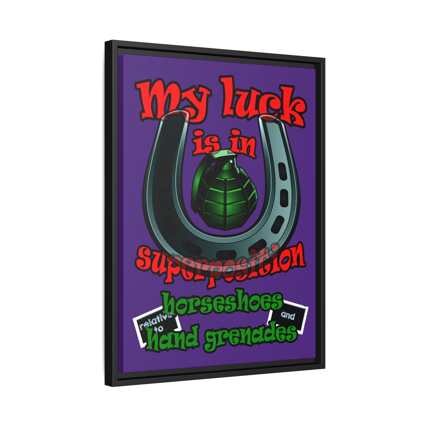 my luck - framed canvas art (purple)