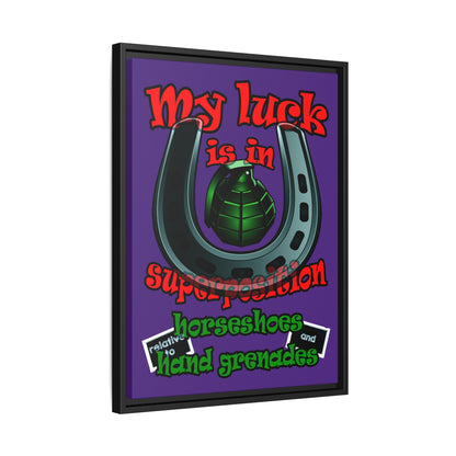 my luck - framed canvas art (purple)