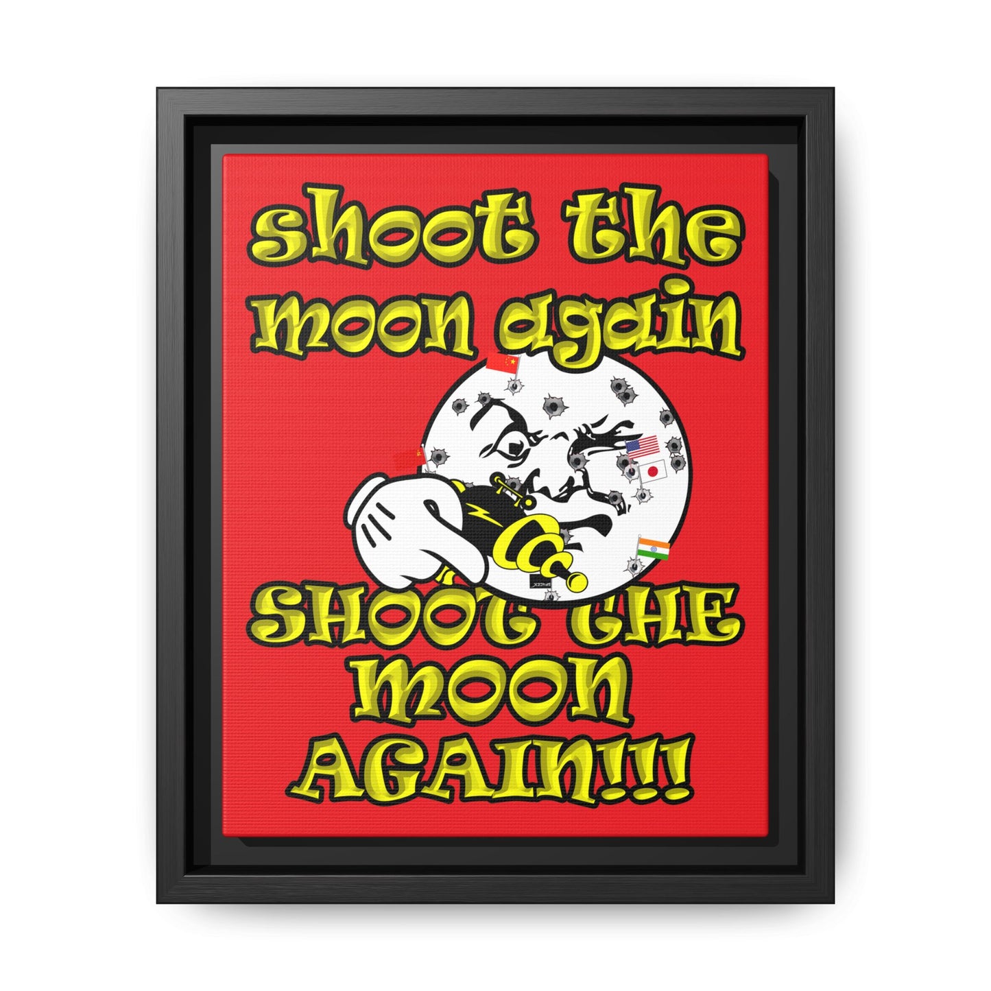 shoot the moon again - framed canvas art (red)