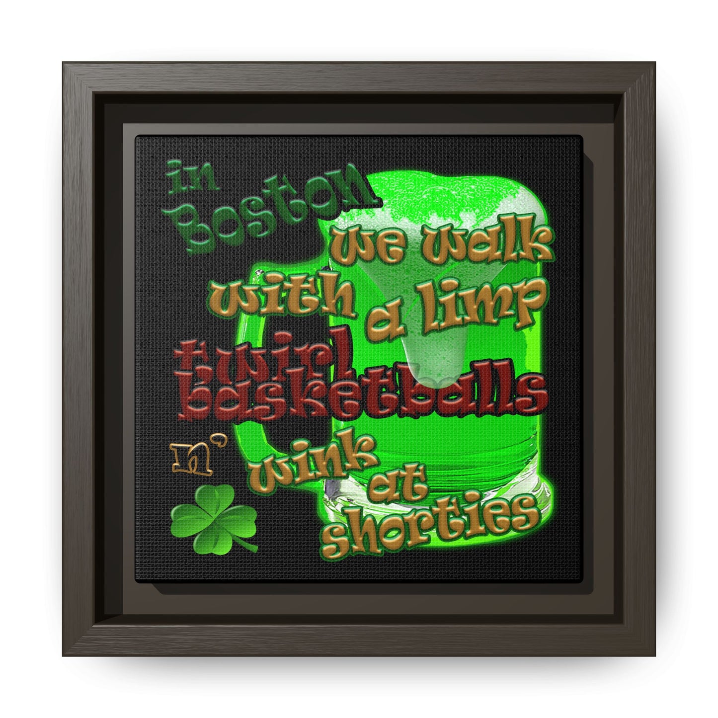 celtics logo - framed canvas art (black)