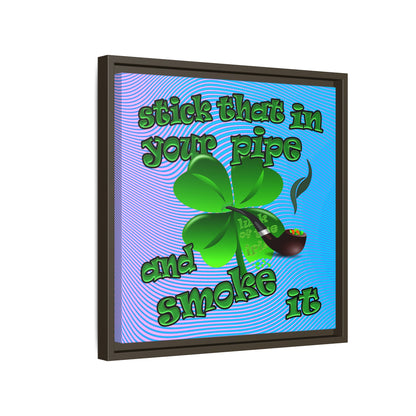 stick that in your pipe and smoke it - framed canvas art (light blue-purple wave)