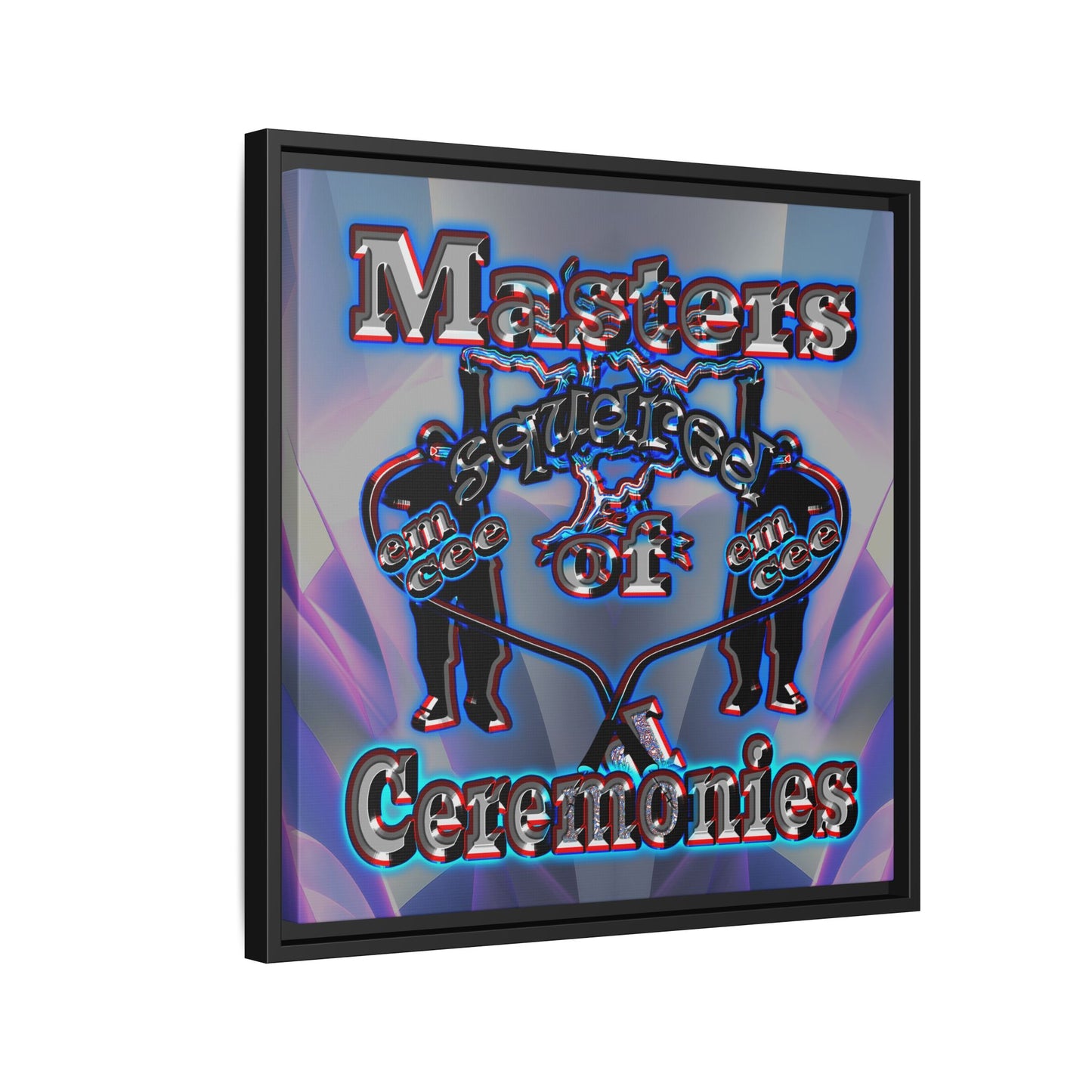 em cee squared - framed canvas art (grey-pink wave)