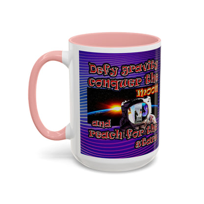 defy conquer reach - Accent Mug (purple wave)