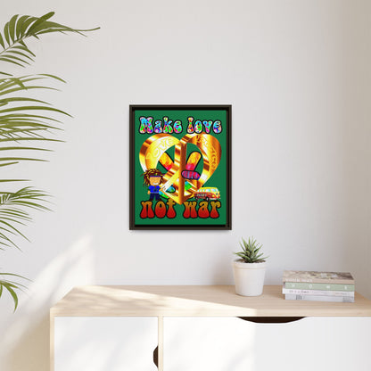 love peace - framed canvas art (dark green)