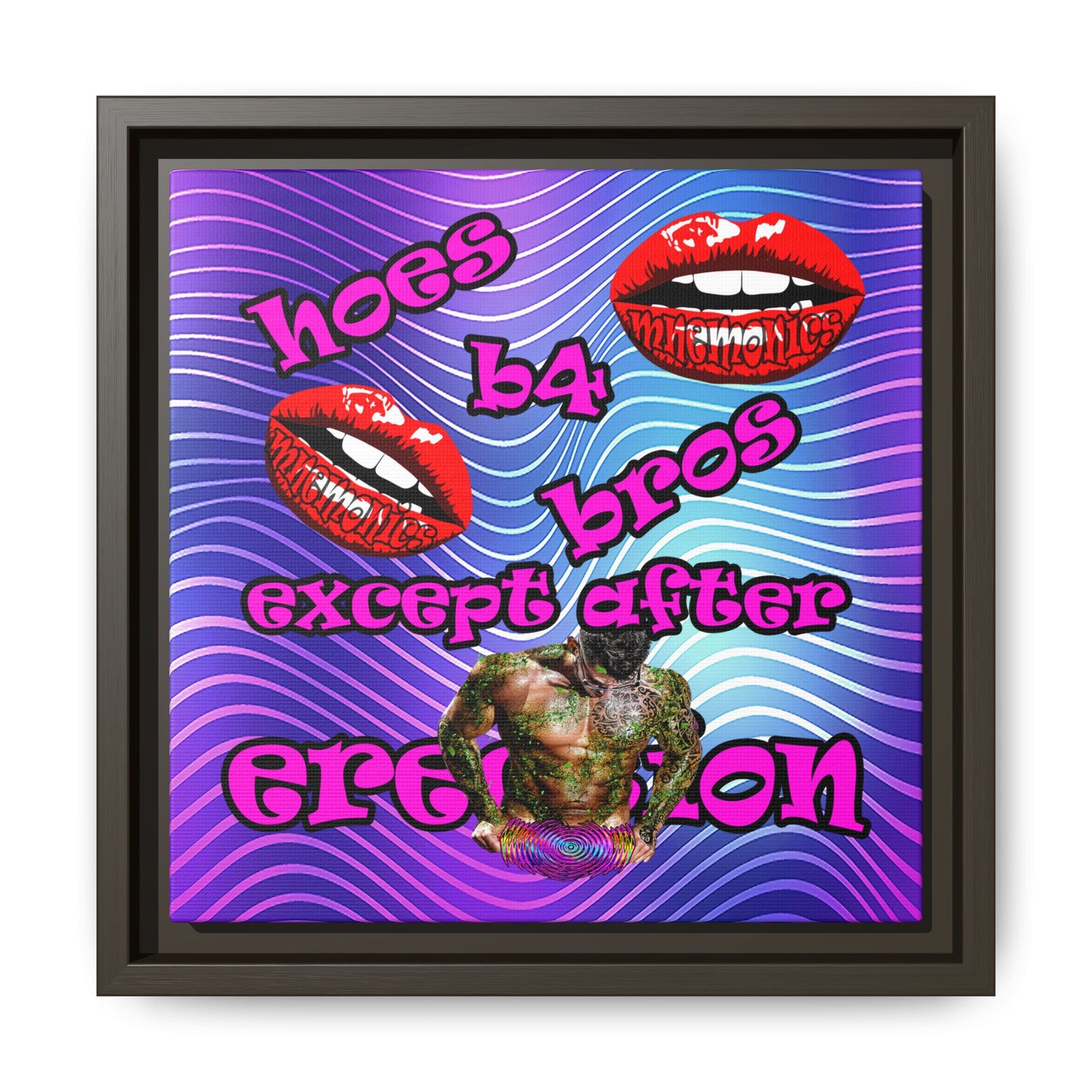 hoes b4 bros - framed canvas art (purple wave)