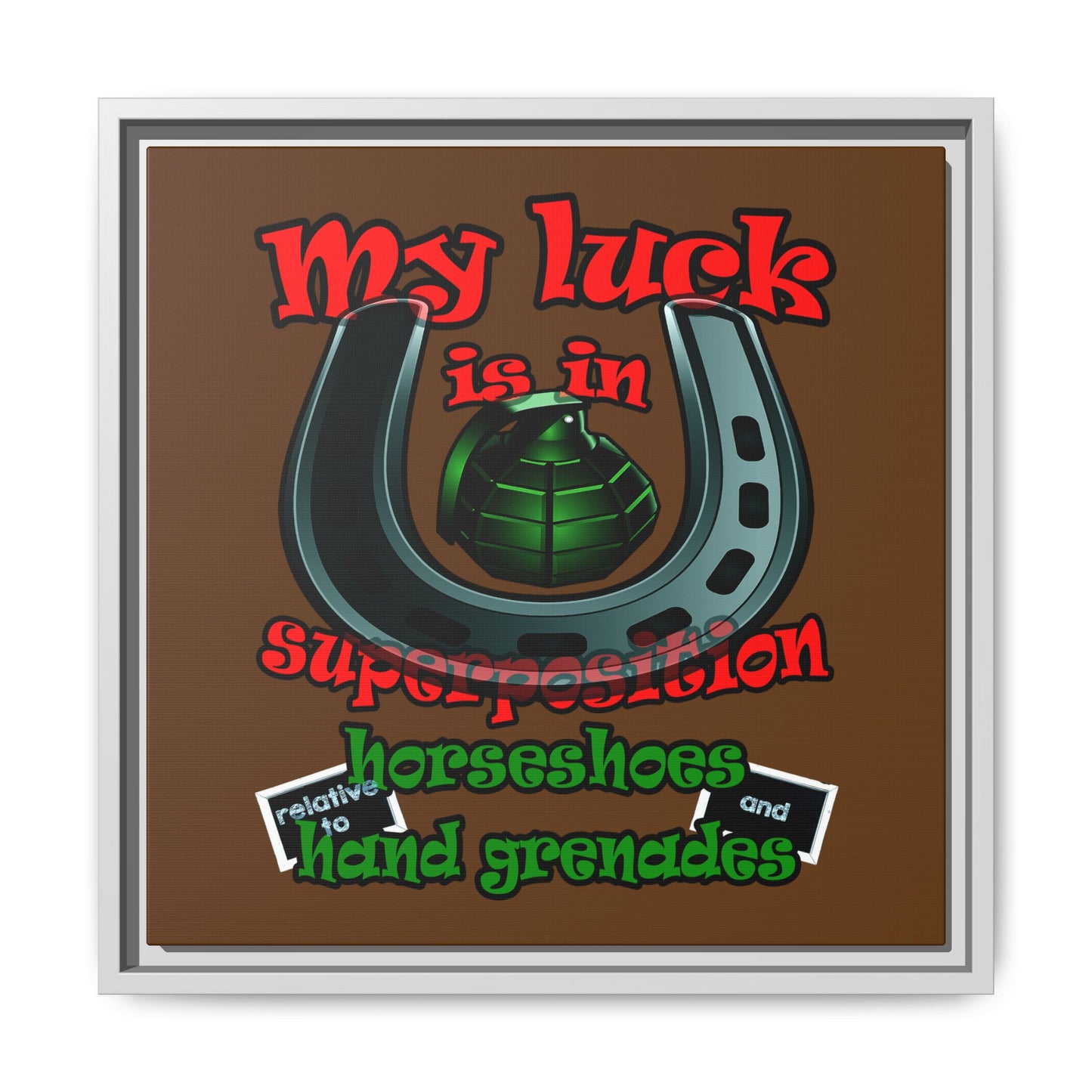my luck - framed canvas art (brown)