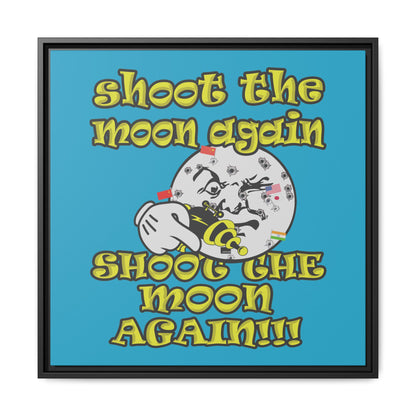 shoot the moon again - framed canvas art (turquoise)