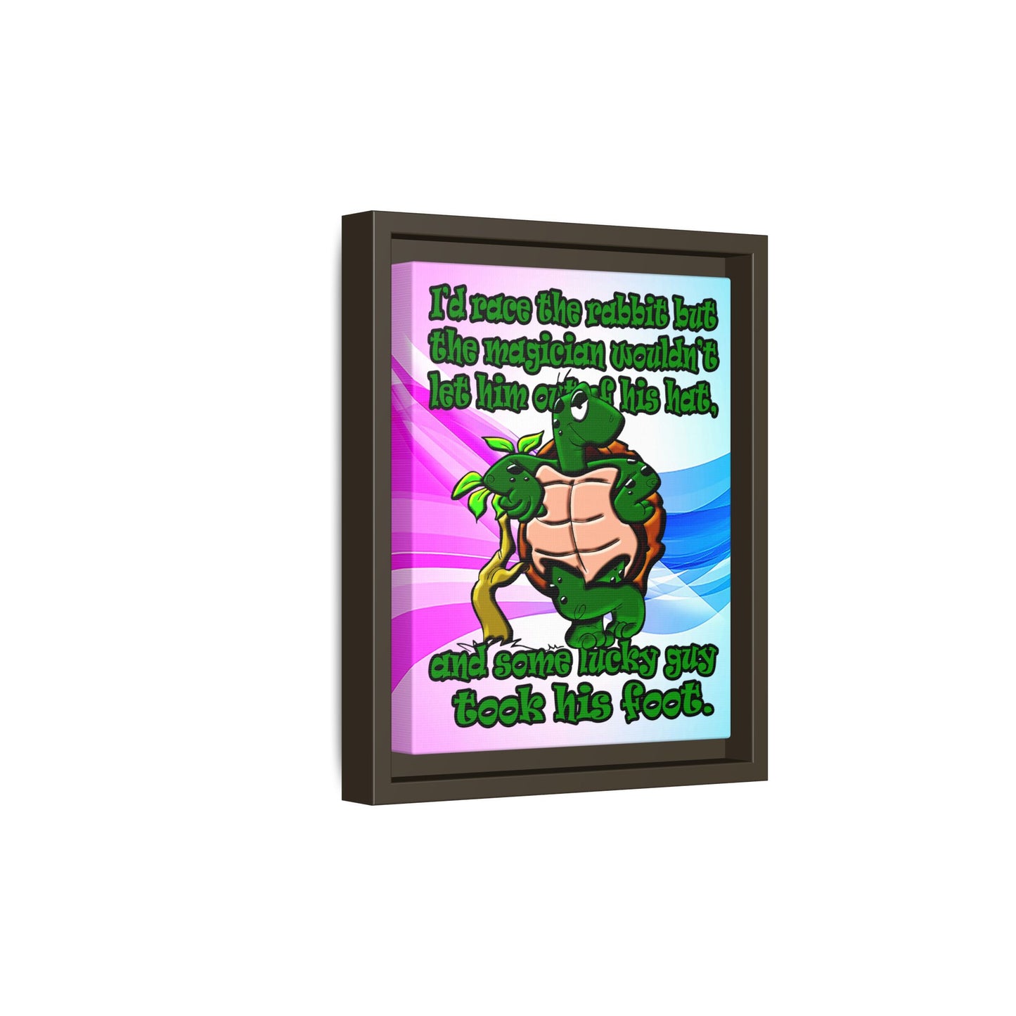 turtle race - framed canvas art (light blue-pink wave)