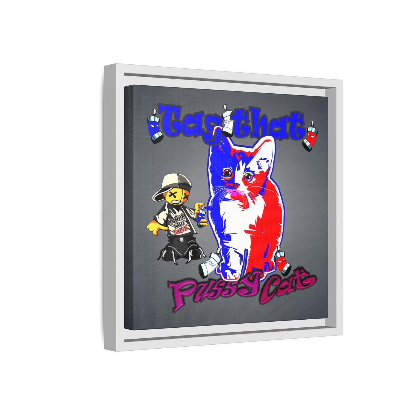 tag that - framed canvas art (grey-light grey)