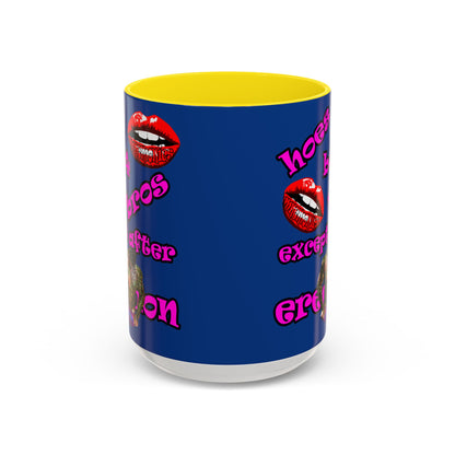 hoes b4 bros - Accent Mug (dark blue)
