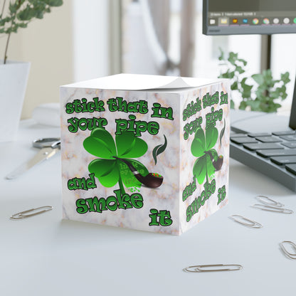 stick that in your pipe and smoke it - note cube (white marble)