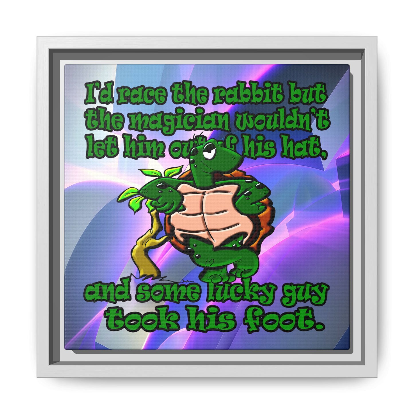 turtle race - framed canvas art (grey-pink wave)