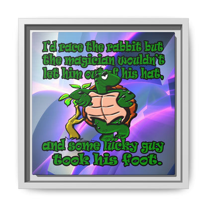 turtle race - framed canvas art (grey-pink wave)