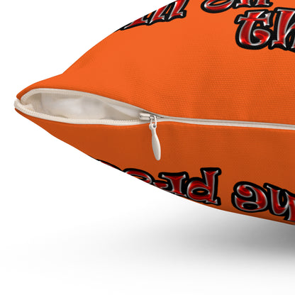 schrodinger's cat - Spun Polyester Square Pillow - (orange)