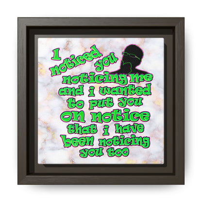 noticed you noticing - framed canvas art (white marble)