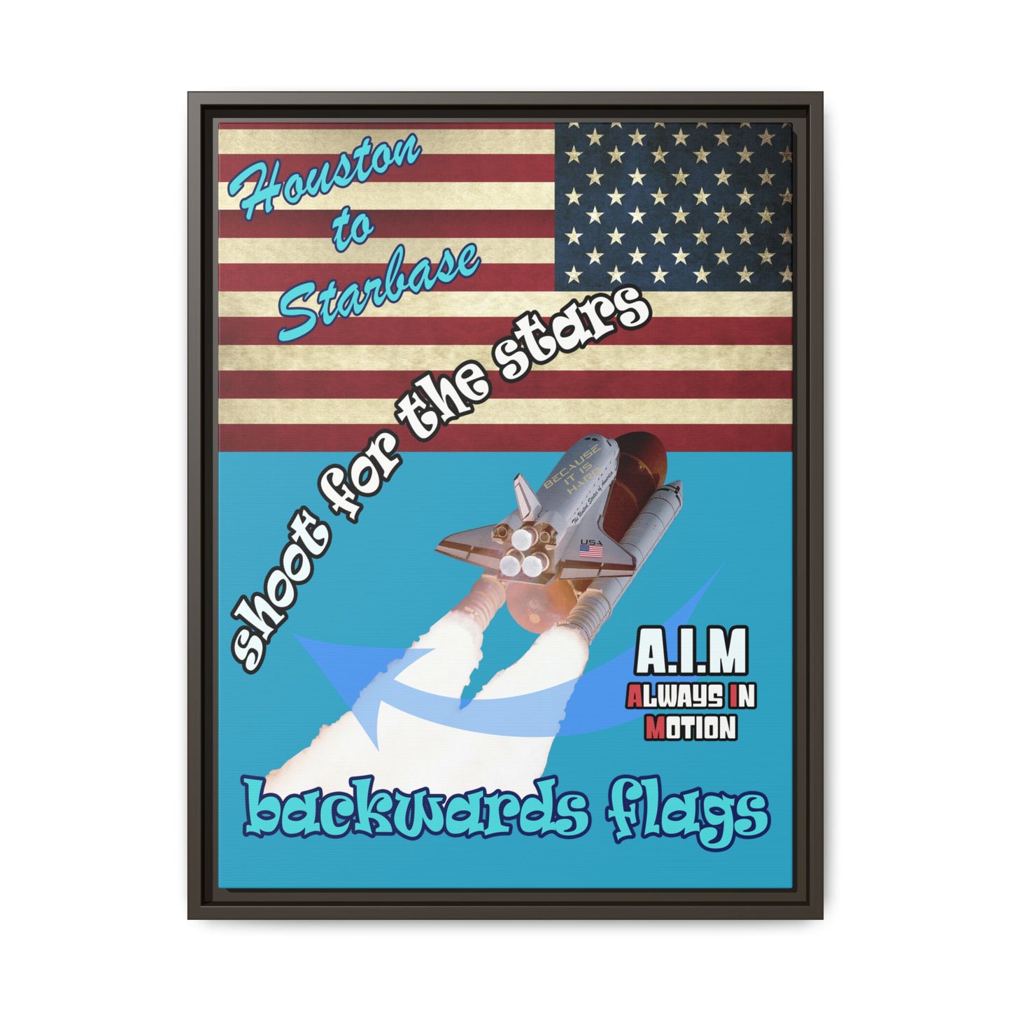 shoot for the stars - framed canvas art (turquoise)