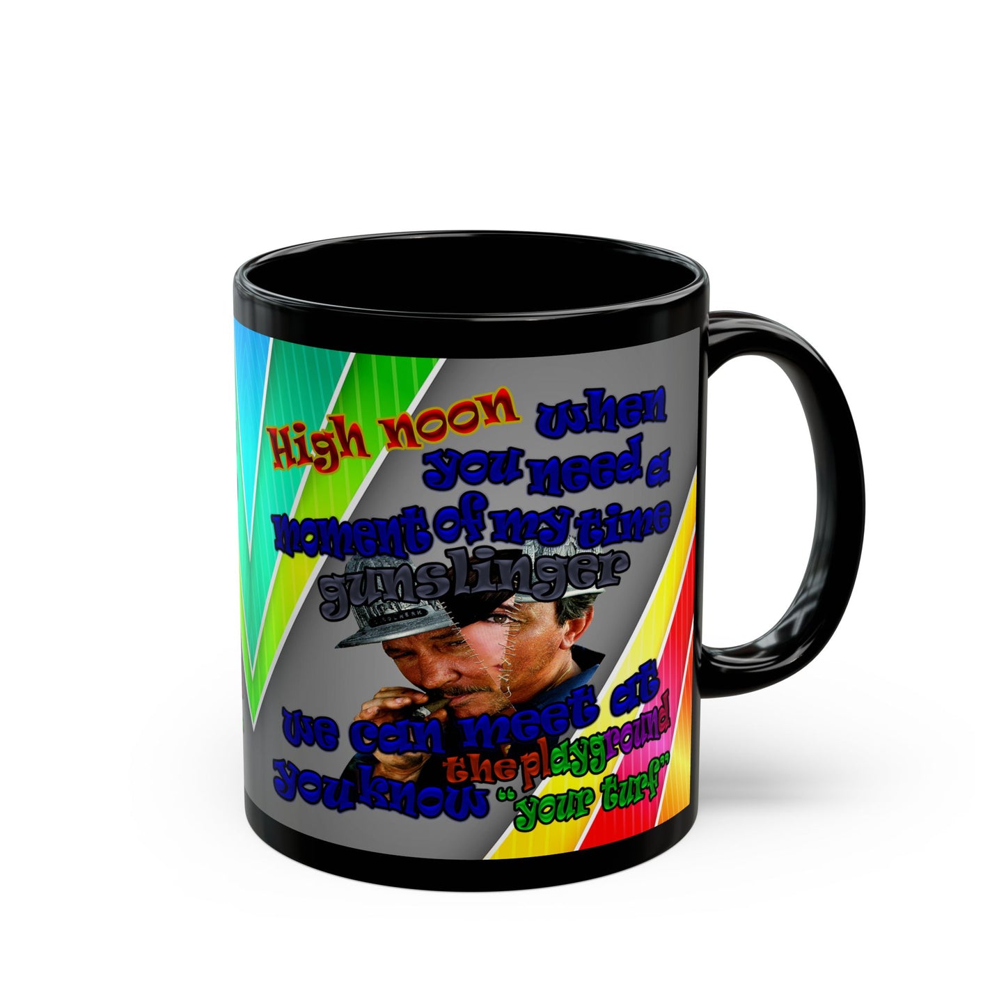 high noon - Black Mug (rainbow split)