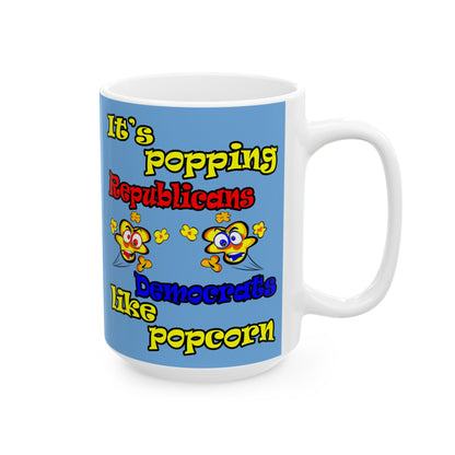 popping like popcorn - White Mug (light blue)