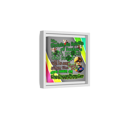 christmas spirits of boston - framed canvas art (rainbow split)