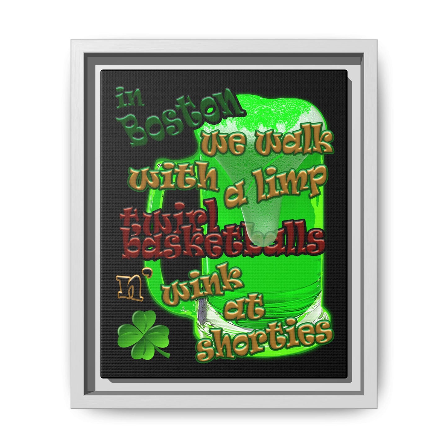 celtics logo - framed canvas art (black)