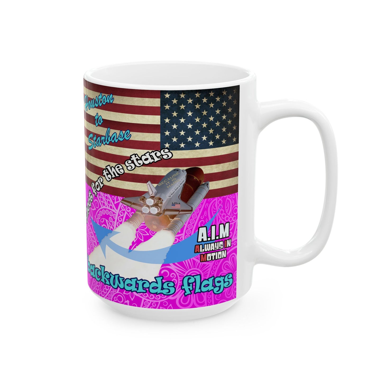 shoot for the stars - White Mug (pink swirl)
