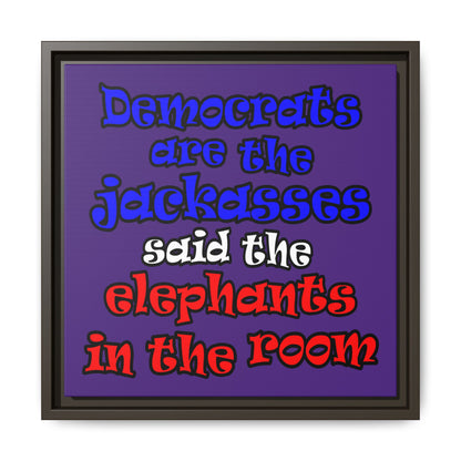 donkeys and elephants - framed canvas art (purple)