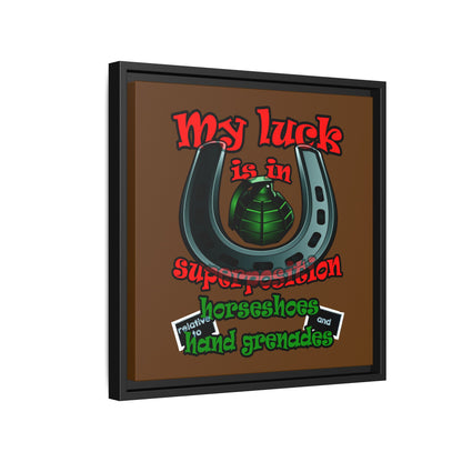 my luck - framed canvas art (brown)