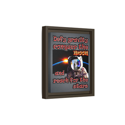 defy conquer reach - framed canvas art (grey-light grey)