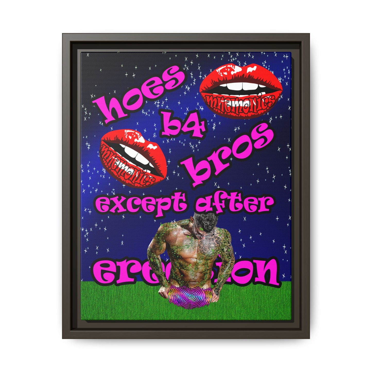 hoes b4 bros - framed canvas art ('snoops' background)