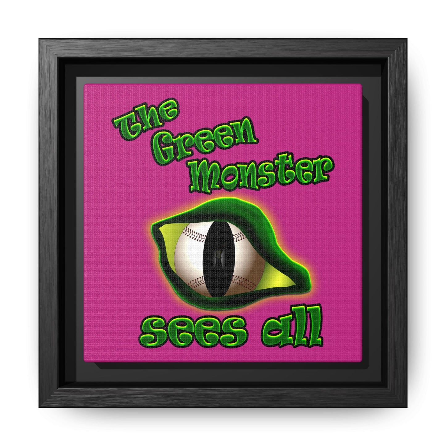 green monster - framed canvas art (pink)