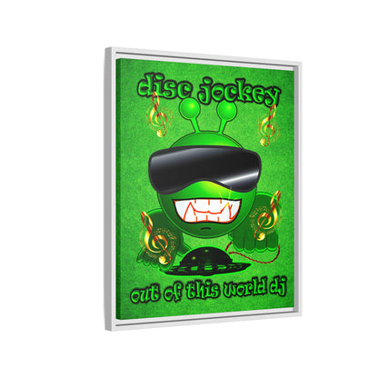 disc jockey - framed canvas art (green turf)