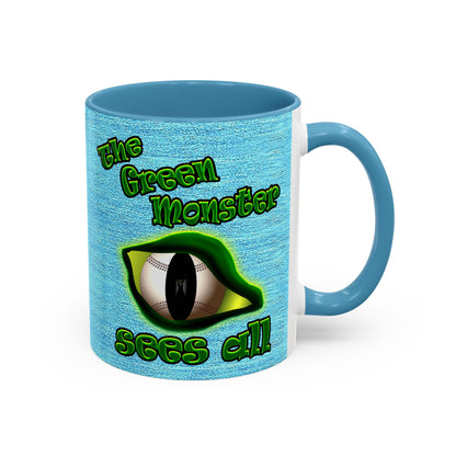 green monster - Accent Mug (faded blue)